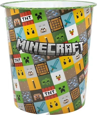 STOR Odpadkový kôš Minecraft / Odpadkový kôš / Plast / 22,5 × 21 × 21 cm