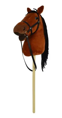 Teddies Kôň na tyči plyš tmavo hnedý so zvukom / Plyšová hračka / 70 cm / od 3 rokov