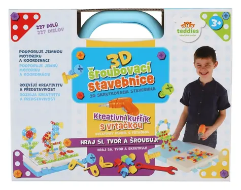 TEDDIES 3D stavebnica s vŕtačkou v kufríku / 227 dielikov / od 3 rokov