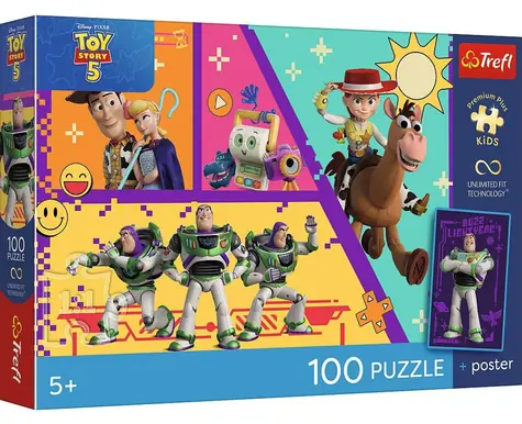 Trefl Puzzle Toy Story + plagát / 100 dielikov / 41 x 27,5 cm / vek 5+