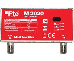 FTE M2020 / Zosilňovač / 5G/LTE filter / 36 dB zosilnenie