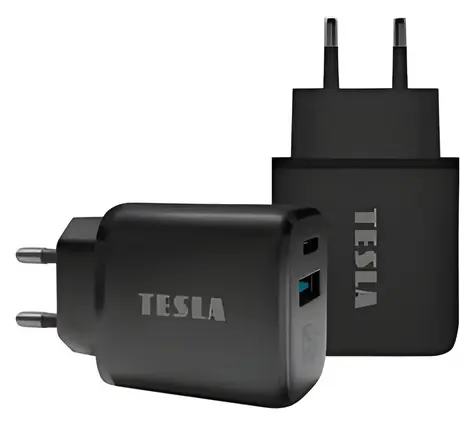 TESLA Power Charger T220 čierna / Nabíjačka / duálna / 25 W / PD 3.0 / PPS