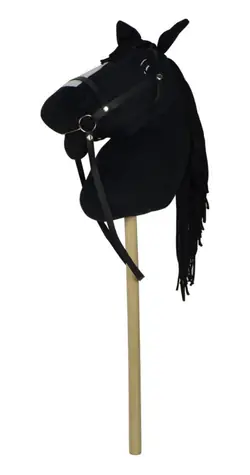 Teddies Kôň na tyči plyš čierny so zvukom / Plyšová hračka / 70 cm / od 3 rokov