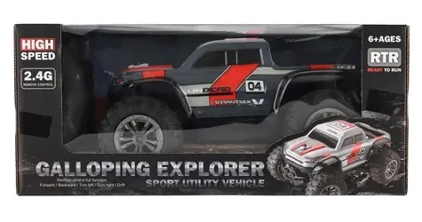 TEDDIES RC auto Pick- UP terénne šedo-červená / 2,4 GHz / na batérie / plast / od 6 rokov