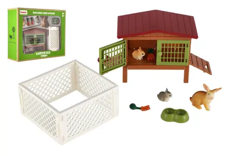 TEDDIES Králikáreň s výbehom a doplnkami / Plast / 23x19x8 cm / od 3 rokov