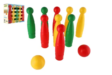 Wader Kolky s loptičkami / Bowling sada / 9 kolkov + 2 loptičky / 24 cm / Plast / od 3 rokov
