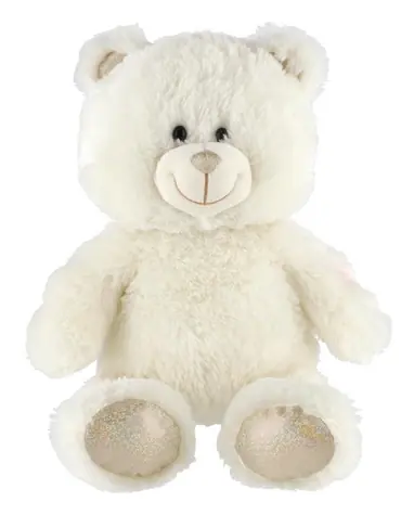 TEDDIES Plyšový medveď Rojko biely / 40 cm / svetelné a zvukové efekty / od 3 rokov
