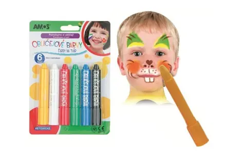 Tvárové farby v ceruzkách 6 ks / Karneval a párty / Na karte / od 4 rokov