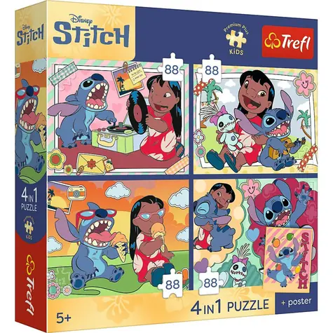 Trefl Puzzle Premium Lilo & Stitch 4v1 / 4x88 dielikov / 28,5 x 20,5 cm / od 5 rokov