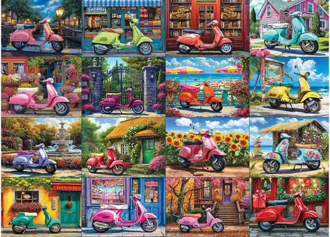 EUROGRAPHICS Puzzle 16 skútrov / 1000 dielikov / 68 x 48 cm