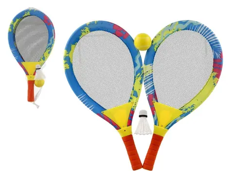 TEDDIES Plážový tenis set / 2x raketa / loptička / kov / plast / od 3 rokov