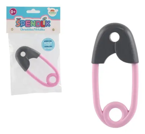 TEDDIES Hrkálka špendlík šedoružovej / 12 cm / plast / 0m+