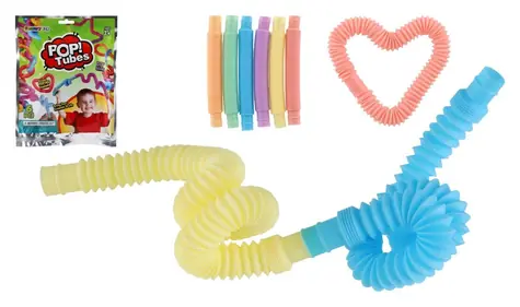 TEDDIES Stavebnice Trubičky naťahovacie / 6 ks / plast / od 3 rokov