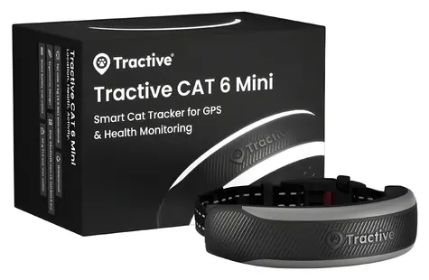 TRACTIVE CAT 6 Mini čierna / GPS obojok pre mačky / Živé sledovanie polohy / Monitoring zdravia / Výdrž batérie až 7 dní