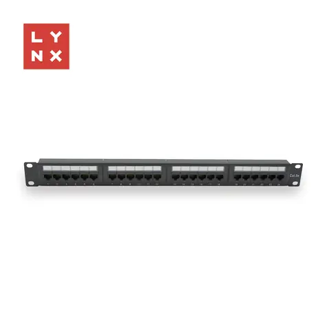 Lynx Patch panel 24 portov čierny / Patch panel / 19" / UTP / Cat5e / 50µ pozlátenie / netienený