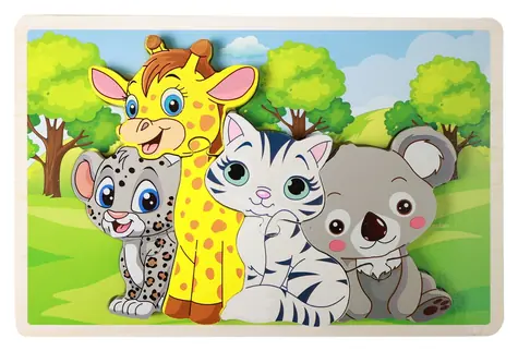 Rappa Drevené puzzle zvieratká / Puzzle / 8 dielikov