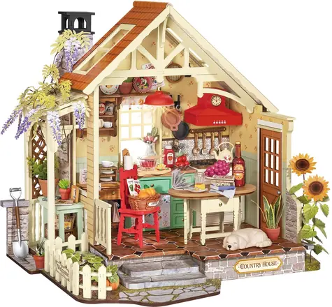 Robotime 3D drevené puzzle Rolife DIY House: Vidiecka kuchyňa / LED osvetlenie / 438 dielikov / 14+ rokov
