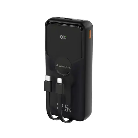 Wozinsky WFC-15B 20000mAh čierna / Powerbanka / vstavané káble Lightning a USB-C / 22,5W / PD20W