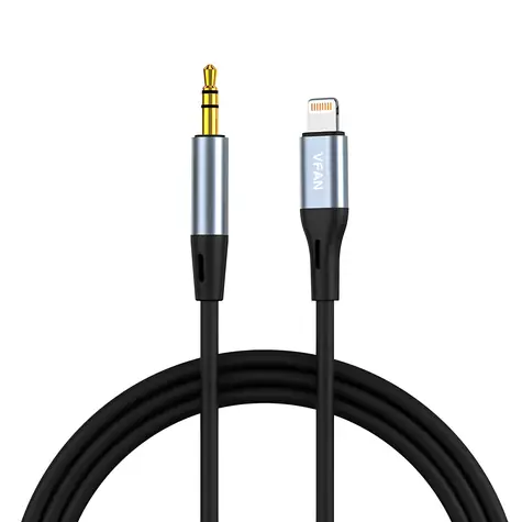 Vipfan L05 sivá / Audio kábel / Lightning / mini jack 3,5 mm / 1 m