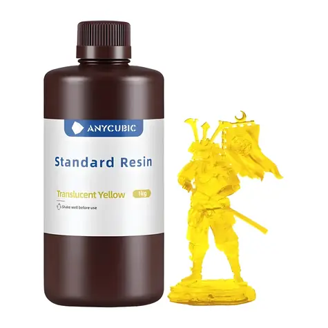 Anycubic Standard Resin priehľadná žltá / Živica pre 3D tlačiareň / 405 nm / 1 kg / Tvrdosť 84-86 HD