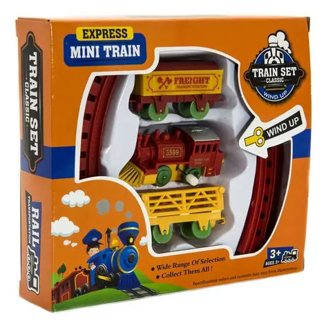 TEDDIES Vlak na kľúčik s 2 vagónikmi a koľajnicami / Plast / 2 farby / od 3 rokov