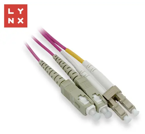 Lynx LC-SC / Optický patch kábel / 50/125 µm MM / OM4 / Duplex / 5 m