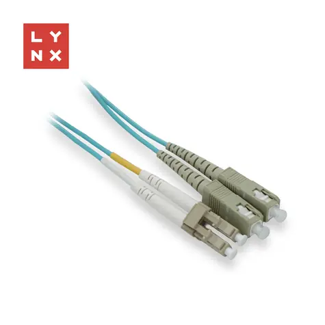Lynx LC/SC tyrkysová / Optický patch kábel / Multimode OM3 / 50/125 µm / Duplex / 3 m