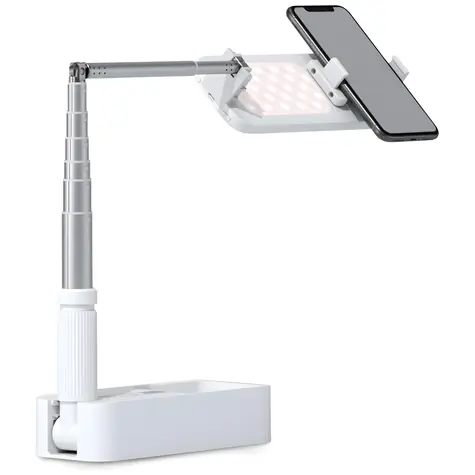 4smarts LoomiPod Fold biela / Selfie tyč a statív pre telefón / LED osvetlenie / Bluetooth diaľková spúšť