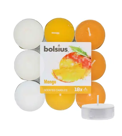 Bolsius Scented Tealights Mango 4h Čajová sviečka 18 ks