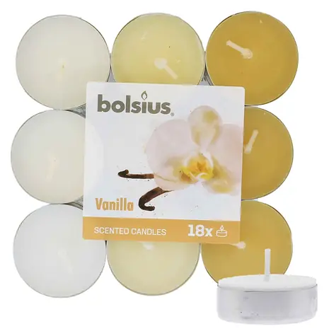 Bolsius Scented Tealights Vanilla 4h Čajová sviečka 18 ks