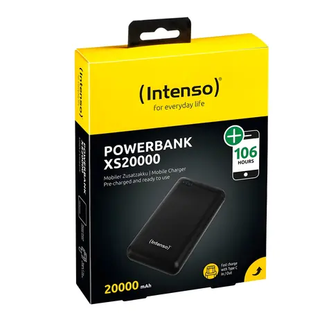 INTENSO XS20000 čierna / Powerbanka / 20 000 mAh / USB-A + USB-C / 3,1 A