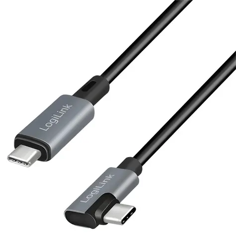 LogiLink USB-C - USB-C 2m čierna / Kábel / USB-C (M) 90 ° - USB-C (M) / USB 2.0 / 480 Mbit/s / PD 100W