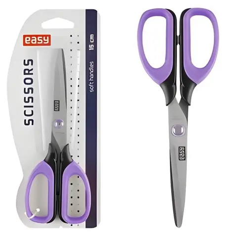 Easy Školské nožnice 15 cm fialová / Nožnice / Mäkké rukoväte