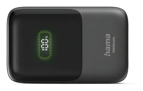 HAMA Roll UP antracit / Powerbanka / 10000 mAh / 1x USB-C / 1x USB-A / displej / 20 W