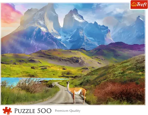 Trefl Puzzle Lama v Patagónii, Južná Amerika / 500 dielikov / 48 x 34 cm