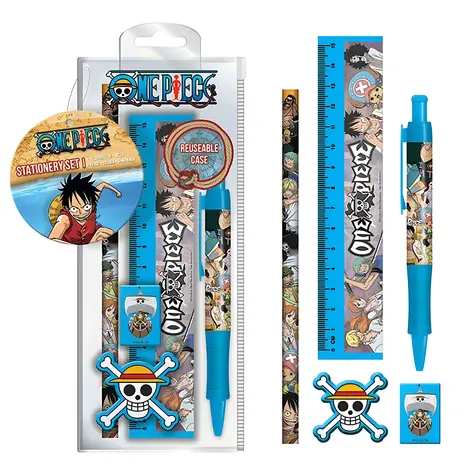 PYRAMID Školský set One Piece DPL12 / Pravítko, guma, strúhadlo, ceruzka, perá / Peračník