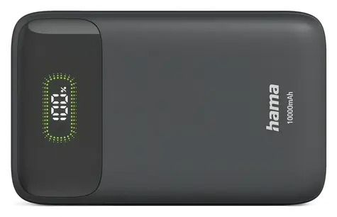 HAMA PD10-W20 antracitová / Powerbanka / 10000 mAh / 2x USB-C / 1x USB-A / 20 W / displej