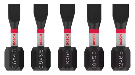 BOSCH PRO Slotted Impact / 5-dielna sada bitov SL / Šesťhranná stopka 1/4" / Dĺžka 25 mm