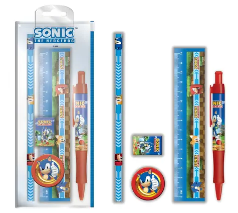 PYRAMID Školský set Sonic / Pravítko, pero, guma, ceruzka, strúhadlo