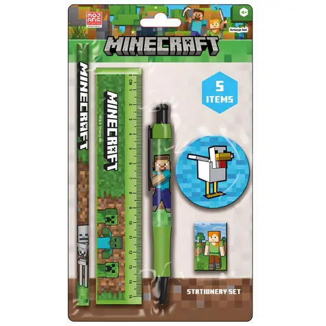 PYRAMID Školský set Minecraft Chicken DPL8 / Ceruzka, pravítko, pero, guma, strúhadlo / od 4 rokov