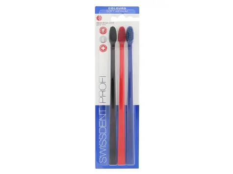 Swissdent Profi Colours Trio Klasická zubná kefka 3 ks