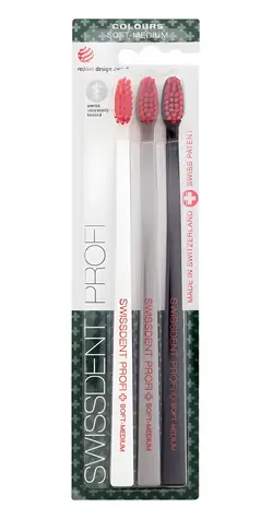 Swissdent Profi Colours Trio Klasická zubná kefka 3 ks