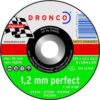 Dronco 1125000 Perfect / Rezný kotúč / Na kameň / O 125 mm / C 60 R / 1,2x22,2 mm