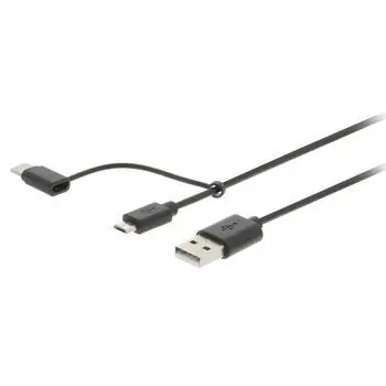Valueline USB kábel USB-A - Micro-USB B/USB-C čierny / Kábel / USB 2.0 / 1 m