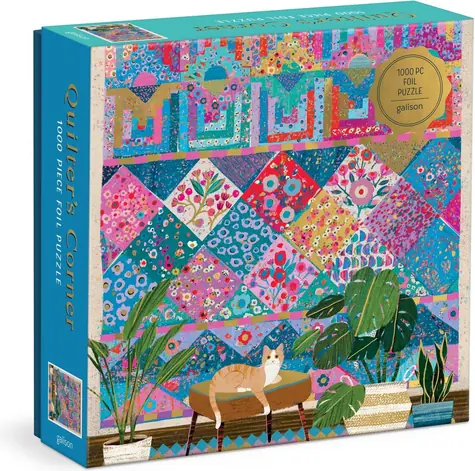 Galison Metalické puzzle Patchworkový kútik / 1000 dielikov / rozmer 68,6 × 50,8 cm
