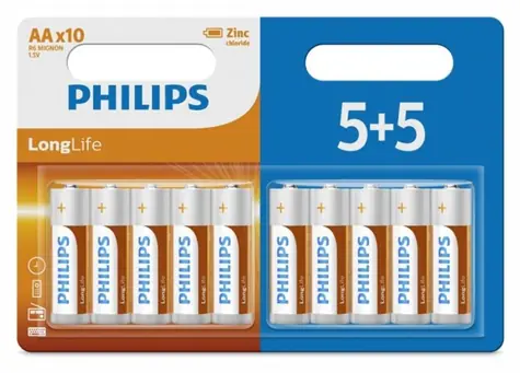 Philips R6L10BP/10 LongLife / Batéria / AA (R6) / 5+5 ks
