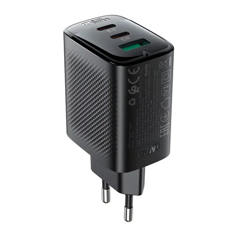 Acefast A108 čierna / Nabíjačka / GaN / PD 67W / 2x USB-C / 1x USB-A