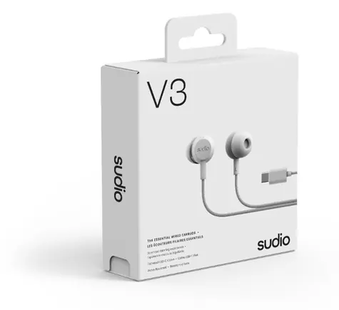 Sudio V3 biela / Drôtové slúchadlá do uší / mikrofón / USB-C
