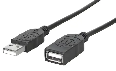 Manhattan Kábel USB 2.0 AA čierny / Predlžovací kábel / 1,8 m / 480 Mbit/s