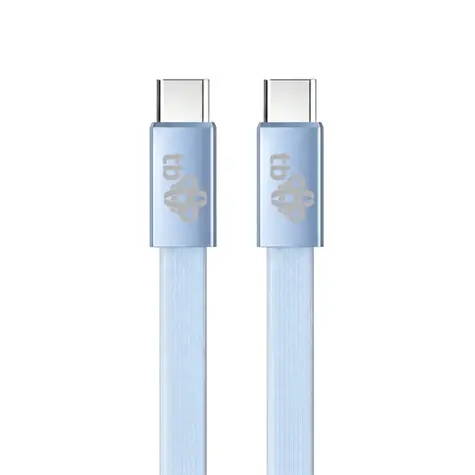 Plochý kábel USB-C - USB-C 1 m blankytná / Kábel USB-C / USB-C (M) - USB-C (M)